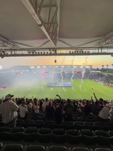 Evening stadium crowd observed during sporting event in Carson