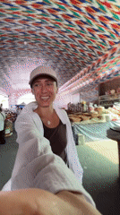 Tashkent market browse with a blue-domed landmark nearby