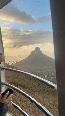 Cable car passenger captures Table Mountain ascent views in Cape Town
