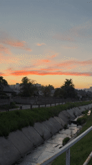 Evening walk along Mahilyow's canal roads at sunset