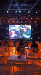 Outdoor event venue prepared with stage, seating in Kemer