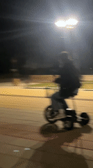 Evening scooter ride and smartphone use in Lozarevo park