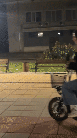 Evening scooter ride and smartphone use in Lozarevo park