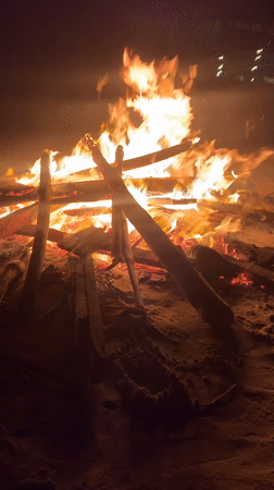 Beach day activities and evening bonfires in southern Sri Lanka