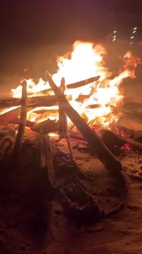 Beach day activities and evening bonfires in southern Sri Lanka