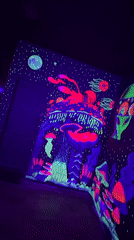 Psychedelic wall art documented in Chennai room corner