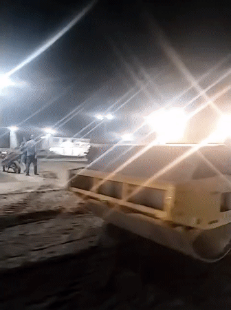 Nighttime construction activity recorded in Keudeteupinpunti, Indonesia