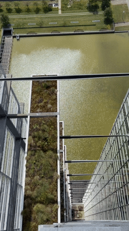 Observer documents aerial views from glass observation deck in Rijswijk