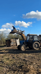 Family farm gathering with tractor work, livestock in Lukintsy