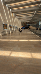 Modern corridor with airport-like features filmed in Tel Aviv