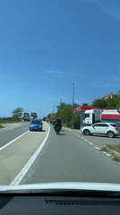 Motorcycles travel sunny roads in Krstac, Montenegro