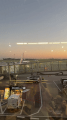Boarding a flight from Warsaw to Palma at sunset