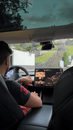 Tesla driver enters tunnel in Funchal, Portugal