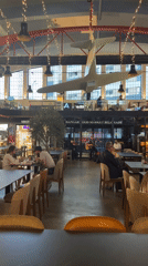 Acoustic band performs at Belgrade's aviation-themed Hangar Food Market