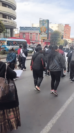 Large crowd demonstrates on La Paz streets