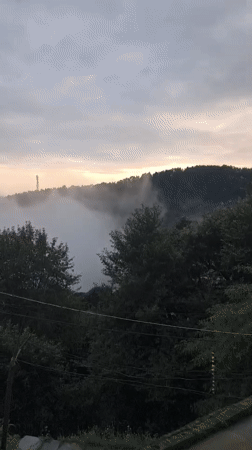 Misty morning life in a small Himalayan hill town