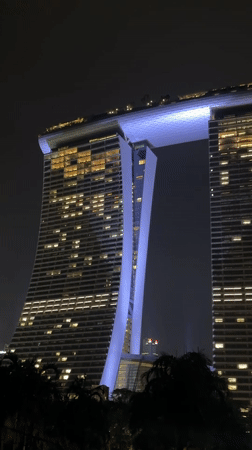 Nighttime Marina Bay Sands and Gardens witnessed in Singapore