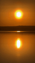 Sunset observed over waters in Votkinsk, Russia