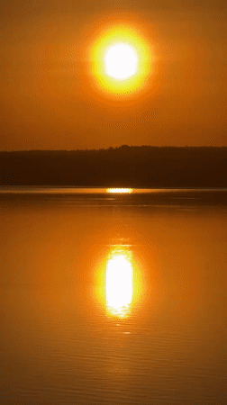 Sunset observed over waters in Votkinsk, Russia