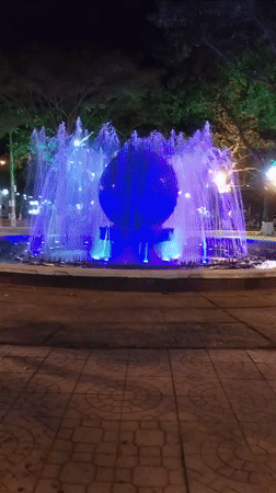 Colorful fountain display and flowering plants documented in Nha Trang
