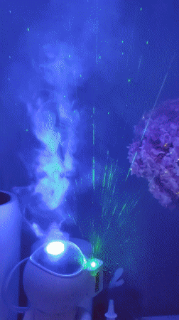 Light projector displays laser patterns in Chaikovsky, Russia