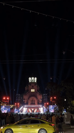 Nighttime outdoor event draws crowds to Sofia cathedral area