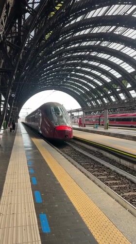 Talo high-speed train departing Milan, platform to open tracks