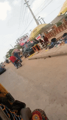 Auto-rickshaw journey through busy marketplace captured from multiple angles