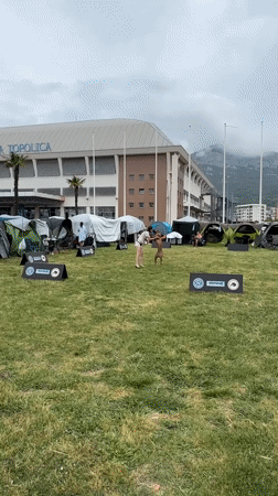 Dog show held in Bar, Montenegro featuring multiple breeds