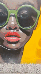 Young people gather at mural-decorated outdoor cafe in Howayi