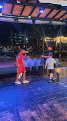 Children and adults perform dance show at Porlamar resort