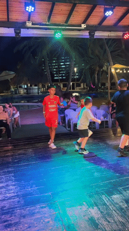 Children and adults perform dance show at Porlamar resort