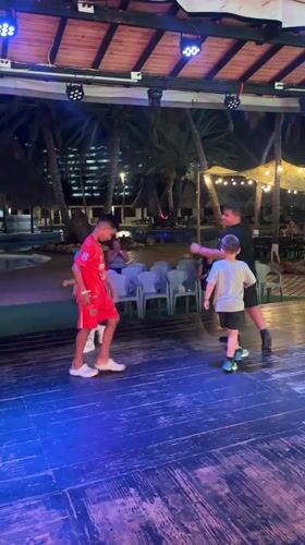 Children and adults perform dance show at Porlamar resort