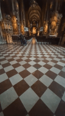 Cathedral interior with checkered floor documented in Vienna