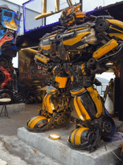 Transformers sculptures attract visitors at Thailand roadside cafe