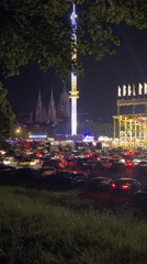 Munich carnival draws crowds on busy May evening