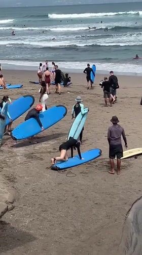 Morning beach life documented across North Kuta, Indonesia