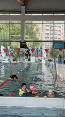 Kids swim session at an indoor pool near Moscow