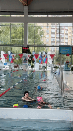 Kids swim session at an indoor pool near Moscow