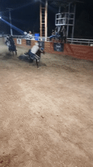 Nighttime rodeo and horse racing event held in Tinaquillo, Venezuela