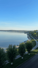 Peaceful morning documented along Votkinsk Reservoir waterfront in Russia