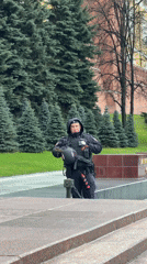 Russian officer stands guard at Moscow memorial site