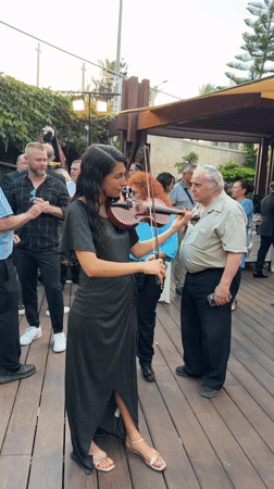 Live music and dancing at a Netanya outdoor evening event