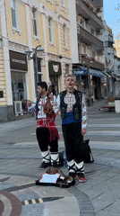 Folk musicians perform traditional Bulgarian music on Burgas street