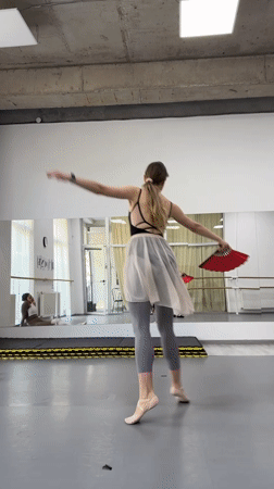 Dancer practices ballet, takes selfies during morning session in Tbilisi