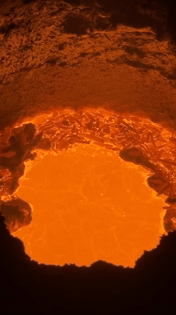 Industrial furnace operation documented in Homyel, Belarus