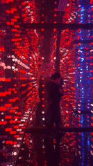 People gather in patriotic-lit room in Mexico City