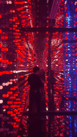 People gather in patriotic-lit room in Mexico City