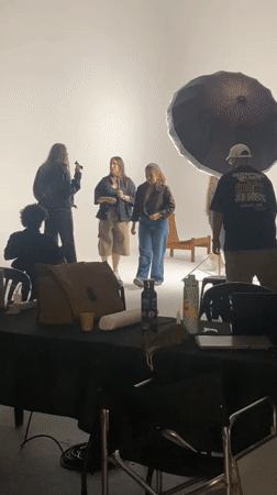 Photoshoot underway in São Paulo with models and crew