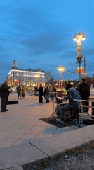 Drummer performs for crowd in Moscow public square